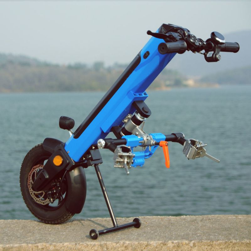 Elektrické koloběžky, elektrické tříkolky Přídavný pohon pro invalidní vozík, Elektrický pohon invalidního vozíku EL-KO Blue Elektrické koloběžky, elektrické tříkolky