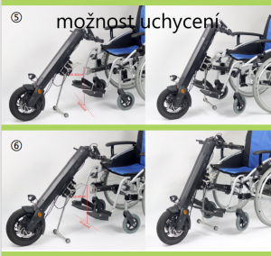 Elektrické koloběžky, elektrické tříkolky Přídavný pohon, elektrické kolo pro invalidní vozík, Elektrický pohon invalidního vozíku EL-KO Red Elektrické koloběžky, elektrické tříkolky