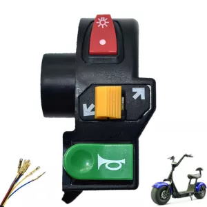 Elektrické koloběžky, elektrické tříkolky Přepínač světel, blinkrů a klaksonu na elektrický skútr, přepínač světel elektrický skútr, přepínač blinkrů elektro skútr, ovladač klaksonu elektrický skútr, multifunkční přepínač elektro skútr, ovladač světel blinkrů klaksonu, náhradní díly elektric Elektrické koloběžky, elektrické tříkolky