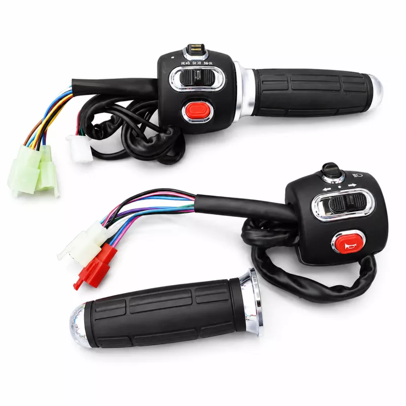 Elektrické koloběžky, elektrické tříkolky Ručka plynu na elektrický skútr, Rukojeť plynu s ložiskem a přepínáním rychlosti 1–2–3 – levý a pravý set, rukojeť plynu s ložiskem, plynová rukojeť 1 2 3, přepínač rychlostí elektrický skútr, ovladač plynu elektro skútr, rukojeť plynu levý pravý set Elektrické koloběžky, elektrické tříkolky