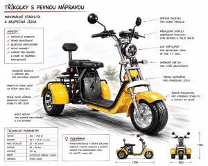 Tříkolky s pevnou nápravou pro seniory a osoby se sníženou pohyblivostí