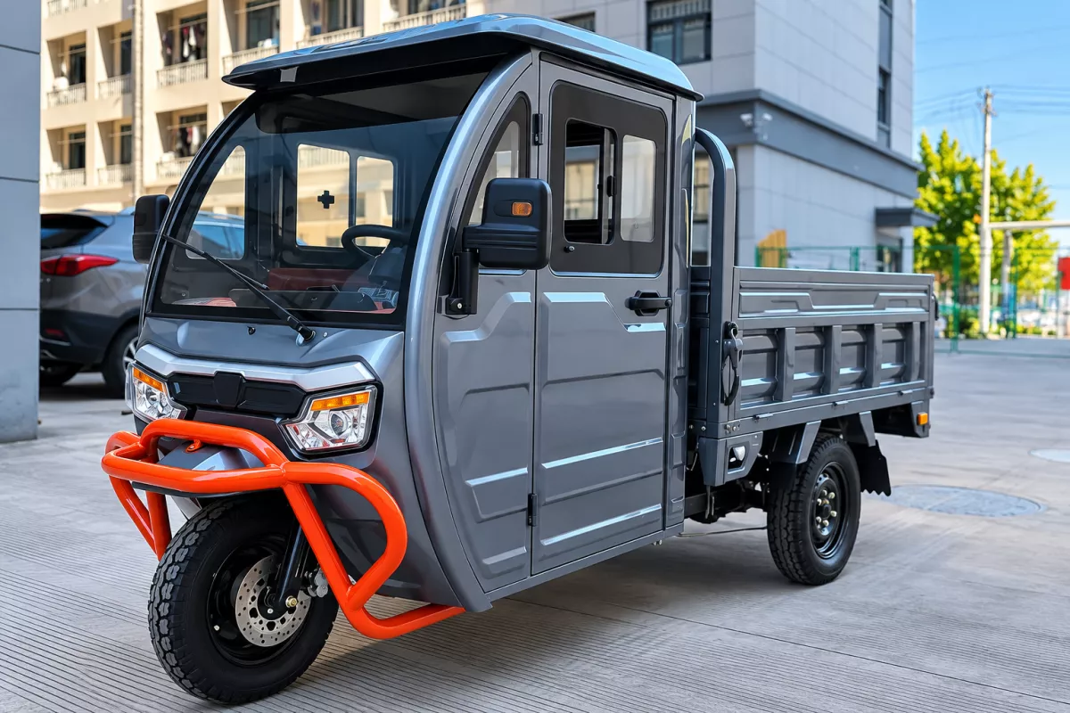 Elektrické koloběžky, elektrické tříkolky Elektrická tříkolka cargo s kabinou 2000W 72V (65Ah / 72Ah) – pracovní mini pickup Elektrické koloběžky, elektrické tříkolky