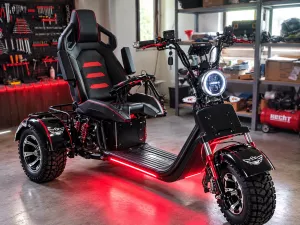 Elektrická tříkolka s velkou sedačkou pro osoby se zdravotním postižením – terénní provedení,elektrická tříkolka pro handicapované, elektrická tříkolka pro postižené, elektrická tříkolka do terénu, elektrická tříkolka s velkou sedačkou.