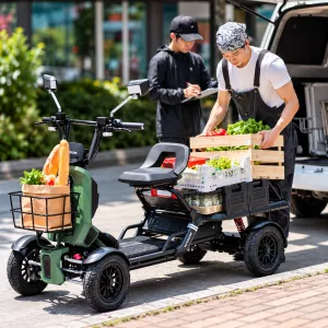 Elektrický čtyřkolový skútr Vancoor 48V / 60V s výkonem 500W–2000W. Stabilní cargo skútr s dojezdem až 160 km a možností výměny motoru i baterie, elektrický čtyřkolový skútr, elektrický cargo skútr, elektrický skútr 48V

