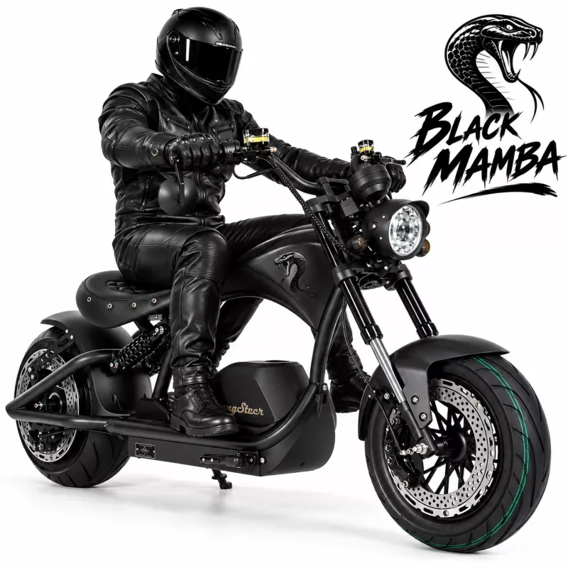 Elektrické koloběžky, elektrické tříkolky Elektrický skútr Chooper Black Mamba 4000W – rychlost 101 až 110 km/h, baterie 40 Ah Elektrické koloběžky, elektrické tříkolky